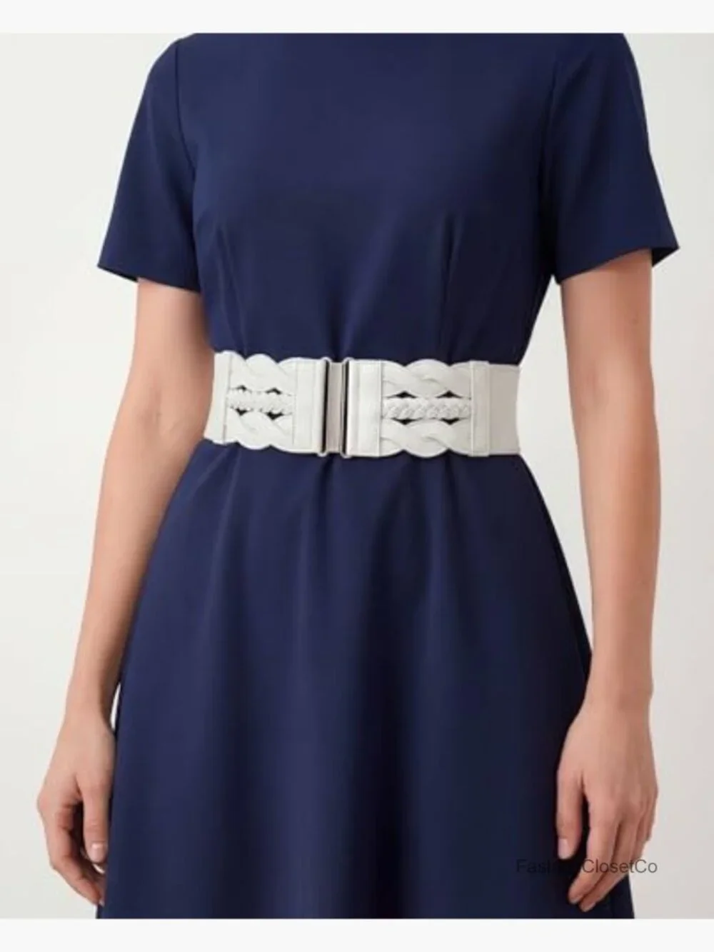 3 Inch Wide Elastic Vintage Braided Buckle Waist Belt